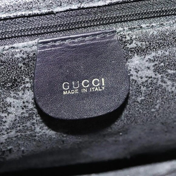 GUCCI GG Canvas Hand Bag 2way Black Gold 000 2058 0321 Auth 133588 - Picture 14 of 16